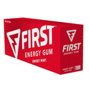 Caixa com 20 sachês First Energy Gum 40mg Sweet Mint, chiclete energético sem açúcar com absorção rápida